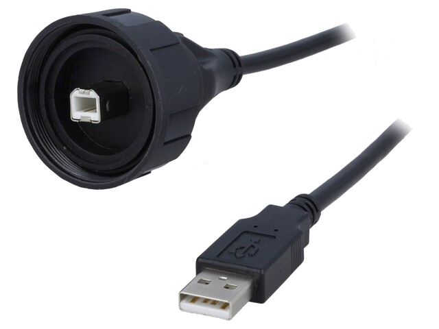 Kabel-adapter; USB-A-stekker,USB B stekker (afgesloten); IP68 Kabel-adapter; USB-A-stekker,USB B stekker (afgesloten); IP68